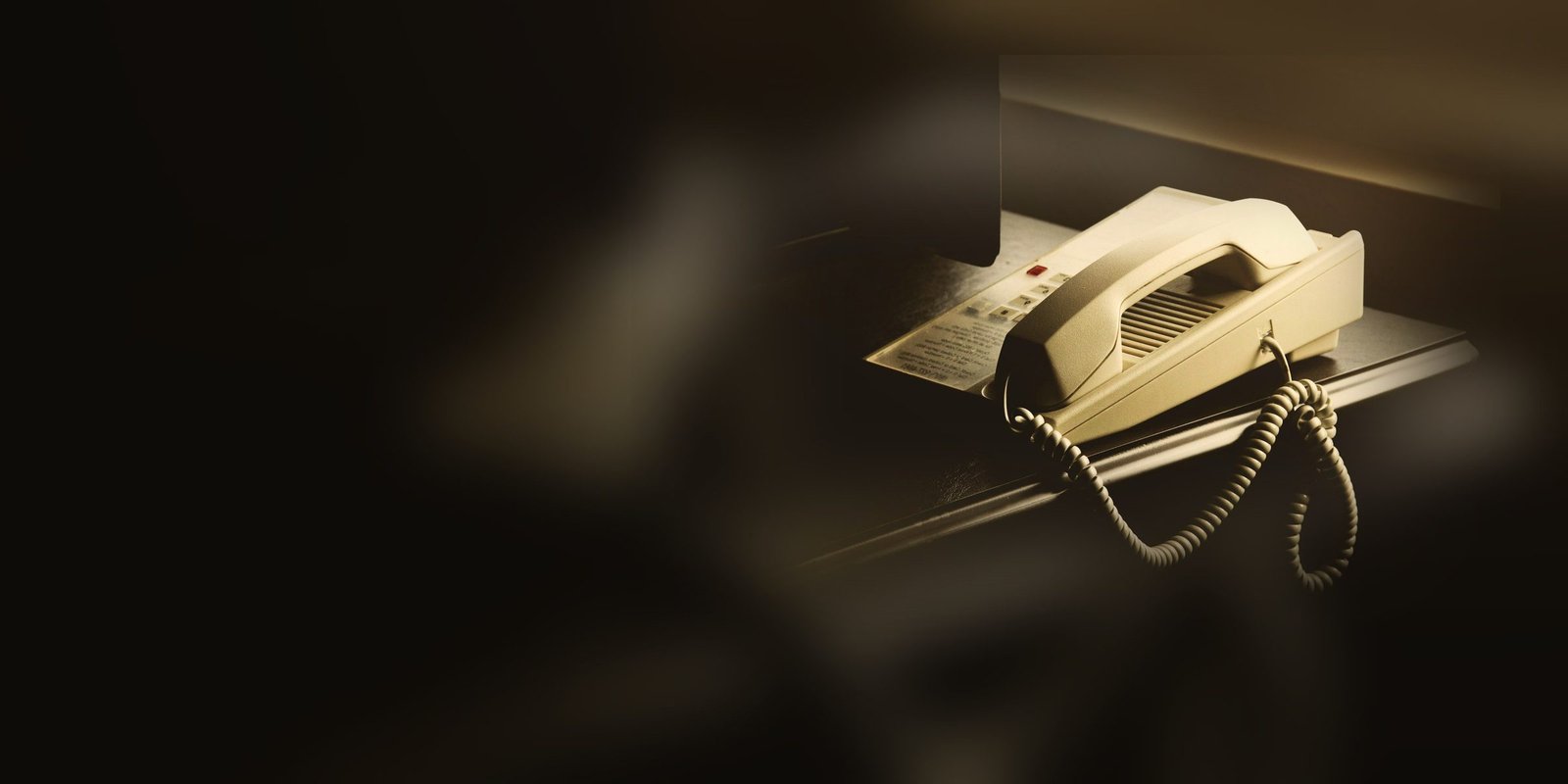 Téléphone de bureau à fil posé sur un bureau